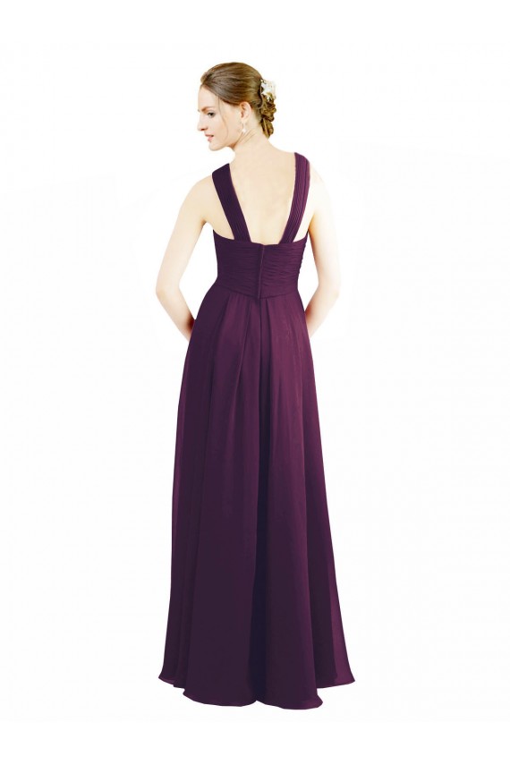 Draped Long Chiffon Bridesmaid Dress with Unique Crossed Neckline Bristol