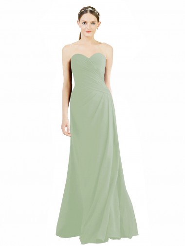 Sweetheart Neckline Draped Floor Length Chiffon Bridesmaid Dress Bristol