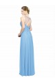 Double Straps Shoulder V-Neck Sheath Chiffon Bridesmaid Dress with Keyhole Back Bristol