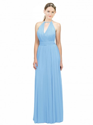 Keyhole Front Sheath Chiffon Bridesmaid Dress with Open Tie Back Bristol