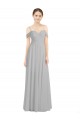Off the Shoulder Long Chiffon Bridesmaid Dress with Ruched Bodice Bristol