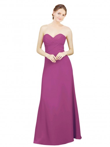 Sweetheart Neckline Pleated Chiffon Bridesmaid Dress with Low Back Bristol