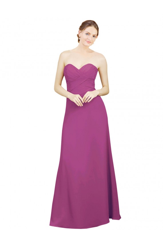 Sweetheart Neckline Pleated Chiffon Bridesmaid Dress with Low Back Bristol