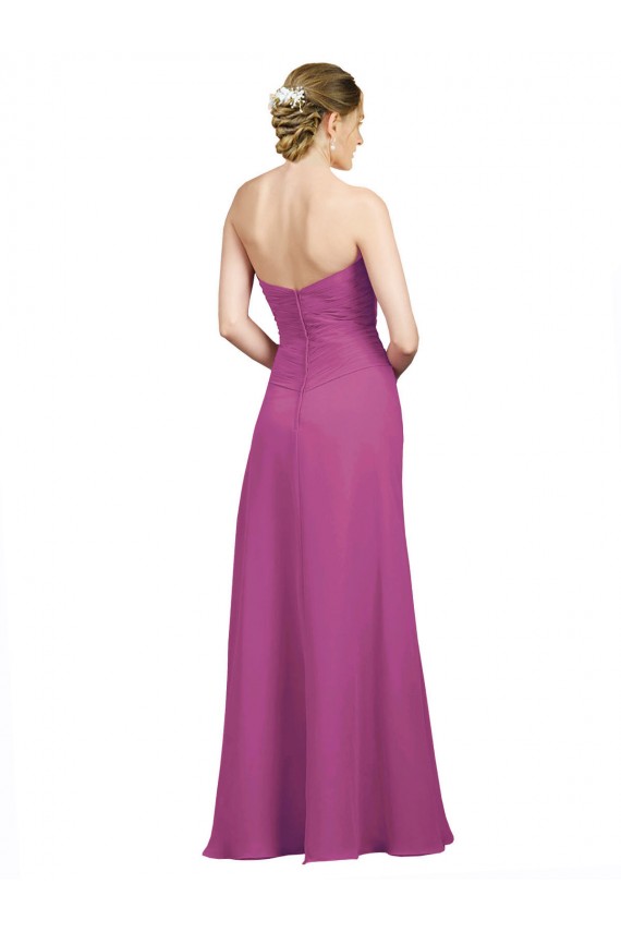 Sweetheart Neckline Pleated Chiffon Bridesmaid Dress with Low Back Bristol