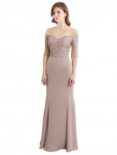 Sweetheart Neckline Long Sleeves Lace Bridesmaid Dress Bristol