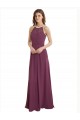 High Neckline Long Chiffon Bridesmaid Dress with Beaded Trim Bristol