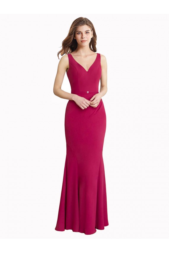V-Neck Mermaid Chiffon Bridesmaid Dress / Prom Dress with V-Back and Belt Bristol