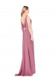 Long Slim Chiffon Bridesmaid Dress / Prom Dress with Beaded Waist Bristol