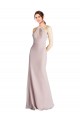 Long Slim Chiffon Bridesmaid Dress with Ruffled Waist and Keyhole Bristol