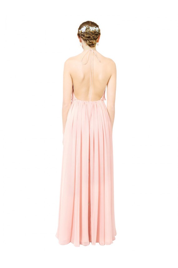 Halter Neck Chiffon Bridesmaid Dress with Double Ruffle Front Bristol