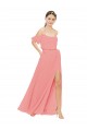 Draped Off the Shoulder Sleeves Chiffon Bridesmaid Dress Bristol