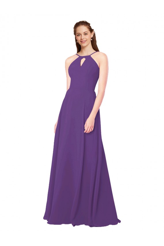 High Halter Chiffon Bridesmaid Dress with Keyhole Bristol