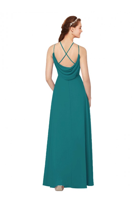 Simple Chiffon Bridesmaid Dress with High Halter Neckline Bristol