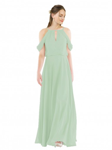 Off-the-Shoulder Long Chiffon Beachy Bridesmaid Dress Bristol