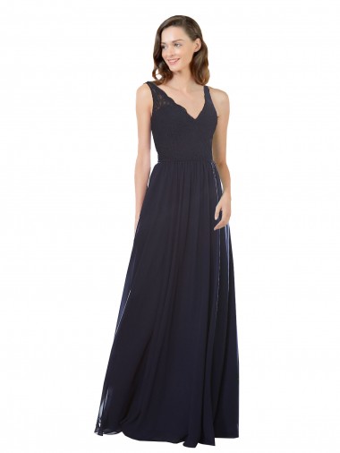 Elegant Chiffon Bridesmaid Dress with V-Neck Lace Bodice Bristol