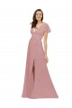 Flutter Sleeves Short Chiffon Bridesmaid Dress with Tie Belt Bristol