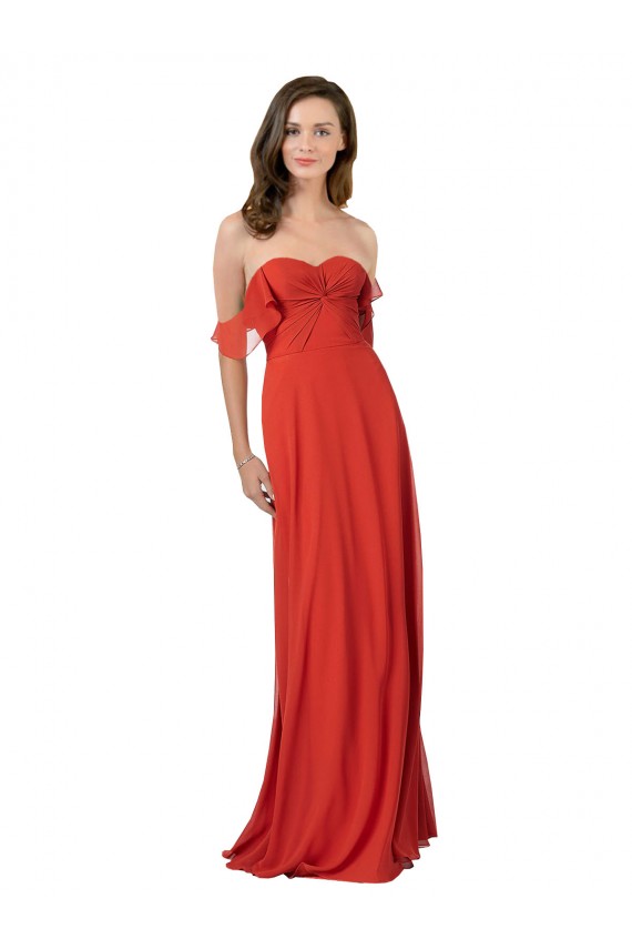 Chiffon A-Line Bridesmaid Dress with Ruched Bodice Bristol