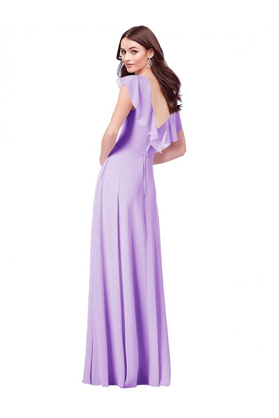 Flutter Sleeves V-Neck Chiffon Bridesmaid Dress Bristol