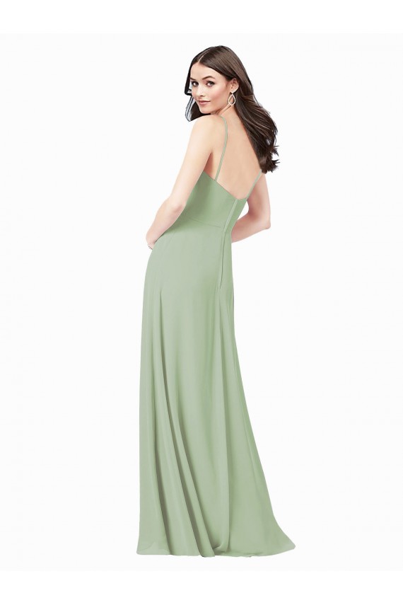 Floor Length Long Chiffon Bridesmaid Dress with Side Slit Bristol