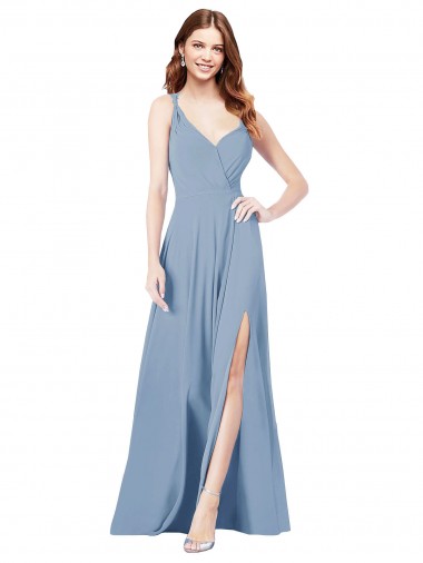 Surplice Bodice A-Line Long Chiffon Bridesmaid Dress Bristol