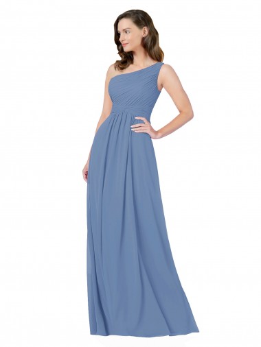Pleated One Shoulder Chiffon Bridesmaid Dress Bristol