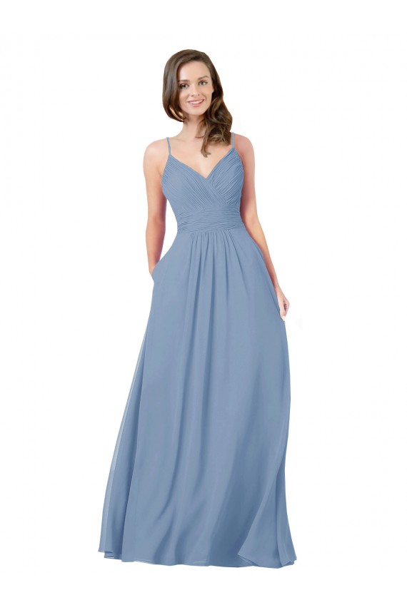 A-Line Ruched V-Neckline Chiffon Bridesmaid Dress Bristol