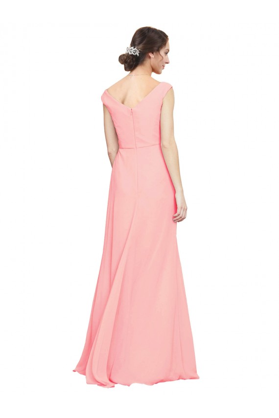 Luxe Chiffon Bridesmaid Dress with Shoulder Tip Gathered Bodice Bristol
