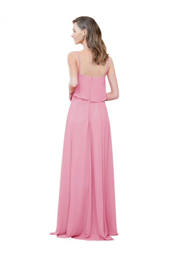 Spaghetti Strap Chiffon Bridesmaids Dress with Ruffle Overlay Bristol