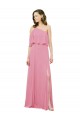 Sleeved One Shoulder Chiffon Bridesmaids Dress with Draped Ruffle Overlay Bristol