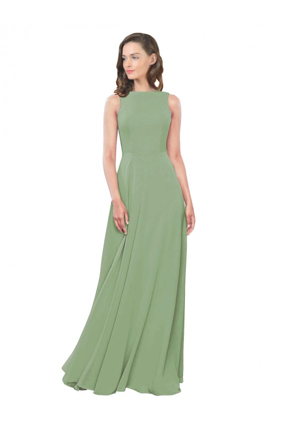 High Neck Chiffon Bridesmaids Dress with Low Cowl Back Bristol