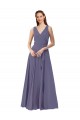 V-Neck Long Draped A-Line Chiffon Bridesmaid Dress Bristol