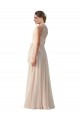 Tie Neck Long Chiffon A-Line Bridesmaid Dress with Sheer Back Bristol
