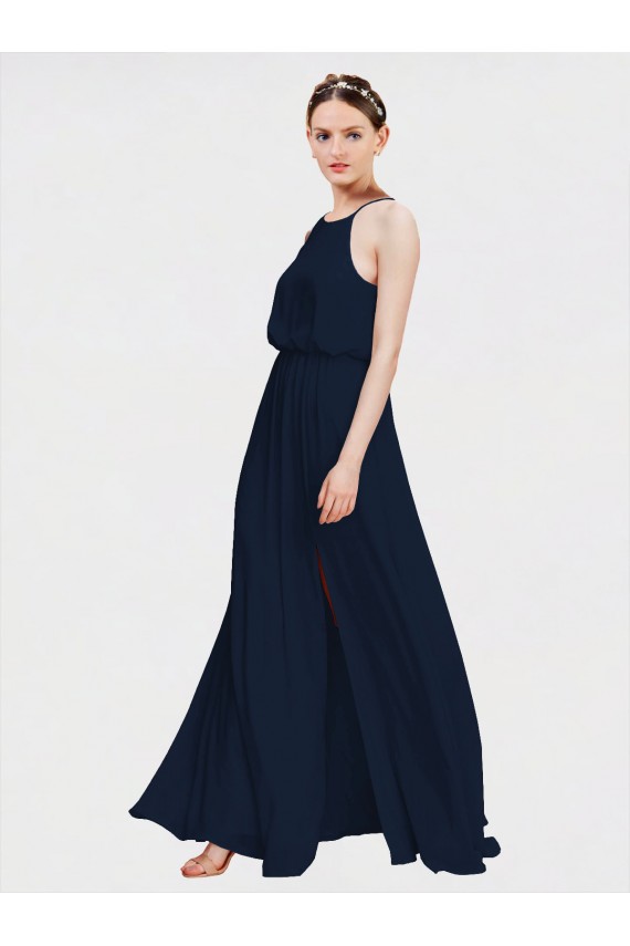High Halter Chiffon Bridesmaid Dress with Side Slit Bristol