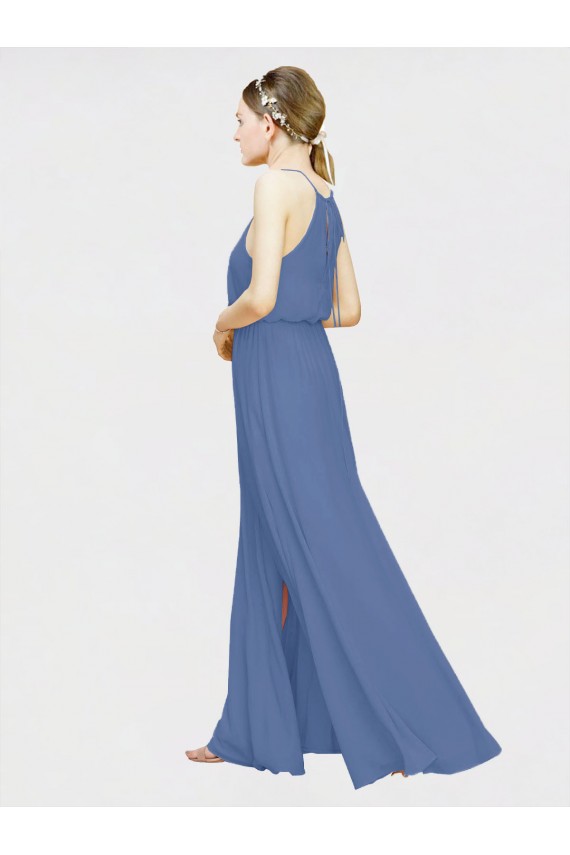High Halter Chiffon Bridesmaid Dress with Side Slit Bristol