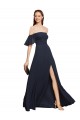 Off the Shoulder Floaty Sleeves Chiffon Bridesmaid Dress / Prom Dress with High Slit Bristol