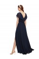 Long V-Neck Chiffon Bridesmaid Dress with Slit and V-Back Bristol