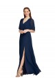 V-Neck Plush Chiffon Bridesmaid Dress with Flutter Sleeves Bristol