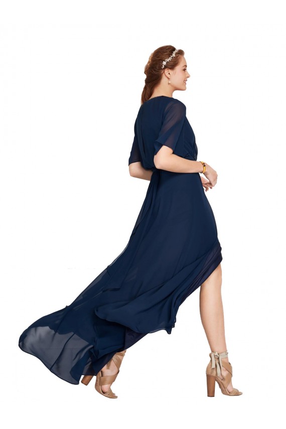V-Neck Plush Chiffon Bridesmaid Dress with Flutter Sleeves Bristol