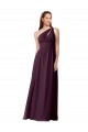 One Shoulder Chiffon Bridesmaid Dress with Front Keyhole and Shirred Bodice Bristol