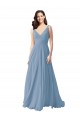 Long Chiffon V-Neck and Self Sash Bridesmaid Dress with Shirred Criss Cross Bodice Bristol