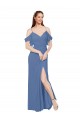 Mock-Wrap Off the Shoulder Long Chiffon Bridesmaid Dress with Side Slit Bristol