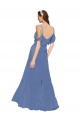 Mock-Wrap Off the Shoulder Long Chiffon Bridesmaid Dress with Side Slit Bristol
