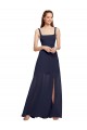 Squre Necked Long Chiffon Bridesmaid Dress with Front Slit Bristol