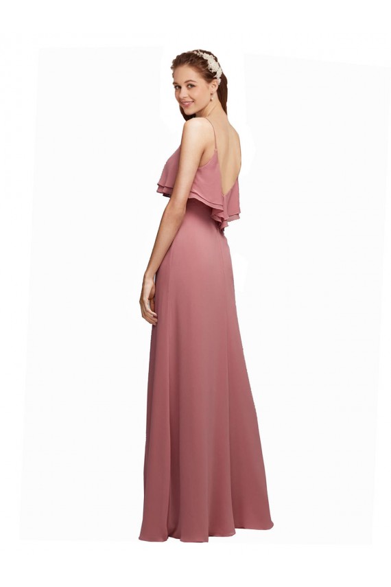 Draped Long Chiffon Bridesmaid Dress with Straps and Layers Bristol