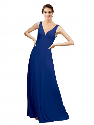 V-Neck Sheath Chiffon Bridesmaid Dress with V-Back Bristol