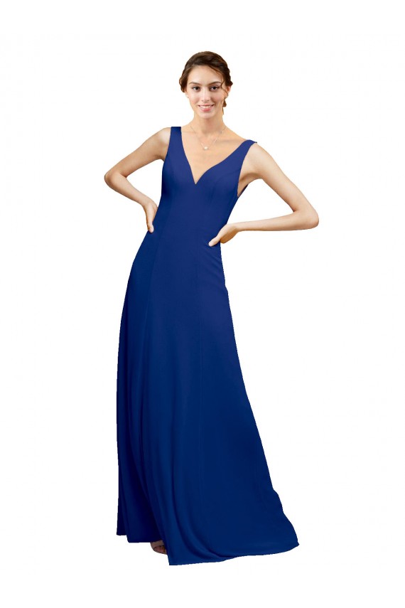 V-Neck Sheath Chiffon Bridesmaid Dress with V-Back Bristol