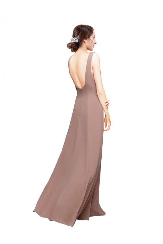 V-Neck Sheath Chiffon Bridesmaid Dress with V-Back Bristol