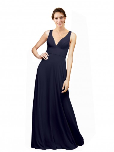 Open Back Long Chiffon Bridesmaid Dress with Plunging V-Neck Bodice Bristol