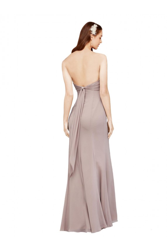 Fit and Flare Long Chiffon Bridesmaid Dress / Prom Dress with Sash and Open Back Bristol