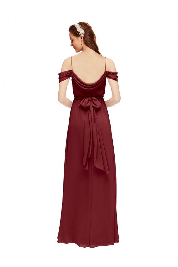 Grecian Inspired Draped Off the Shoulder Long Chiffon Bridesmaid Dress Bristol